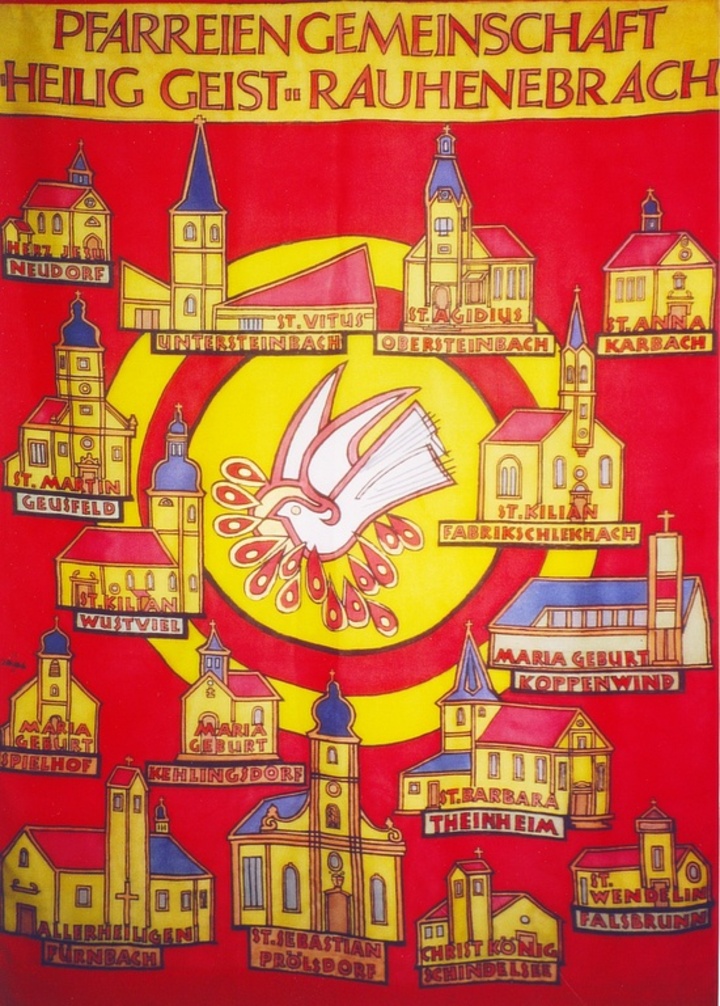 Fahne der Pfarreiengemeinschaft "Heilig Geist" Rauhenebrach